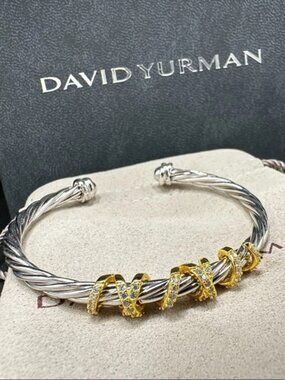 David Yurman Sterling Silver Bracelet with Gold and Silver Accents
